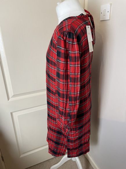 Next Size 10 Check Plaid Shift Dress Red Tartan Smock Festive Xmas Party Black - Picture 4 of 12
